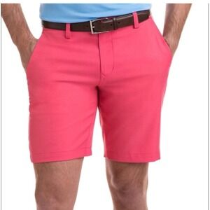 Vineyard Vines  Performance Links Shorts Mens 36 Golf Flat Front 9"Coral Red t